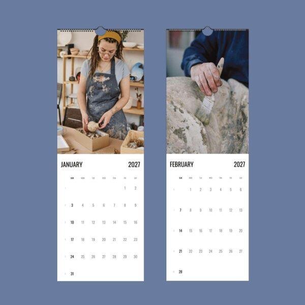 2027 wall calendar featuring artisan craftspeople for January and February