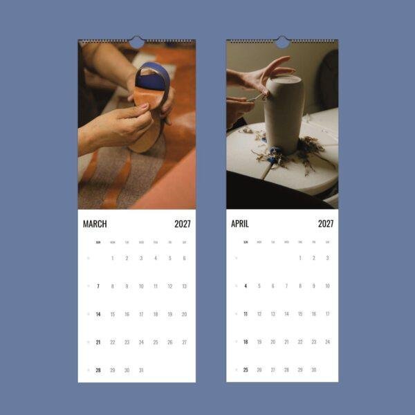 2027 wall calendar featuring handcraft artisan photography for March April