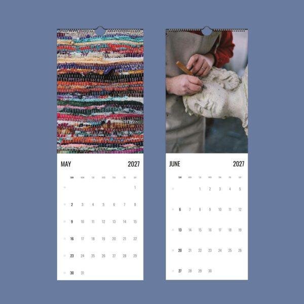 2027 wall calendar May June crafts artisan themes