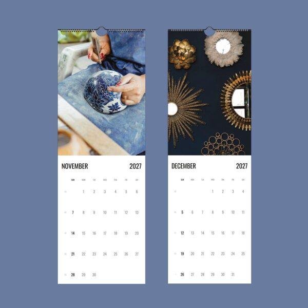 November and December 2027 wall calendars with artistic photos