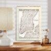Vintage New York City map wall calendar 2027 on shelf