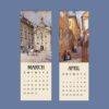 March and April wall calendar pages with Vienna artwork
