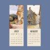 July and August wall calendar pages with Viennese artwork