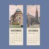 November and December wall calendar pages with Vienna artwork