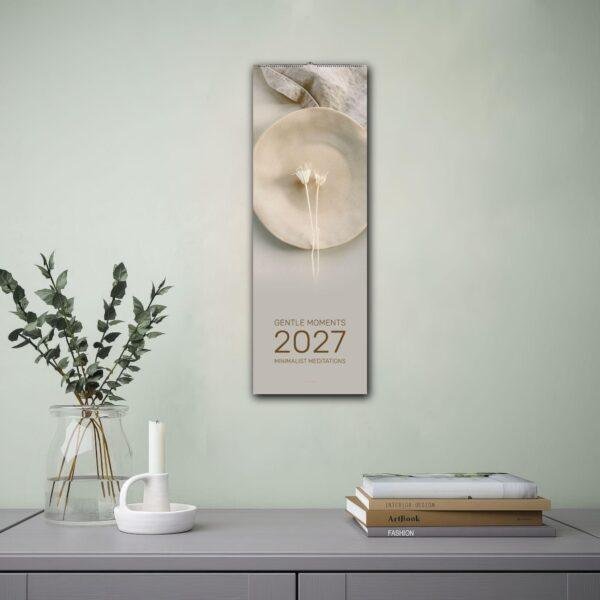 2027 minimalist wall calendar in serene Scandinavian home setting