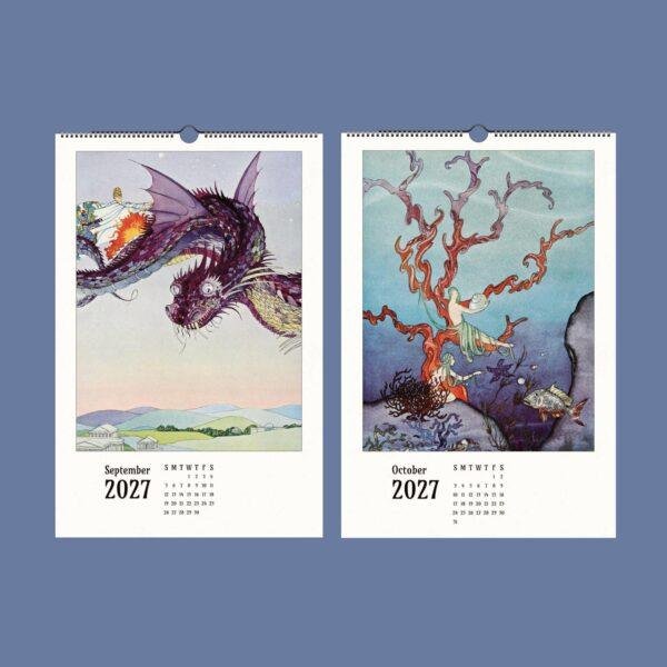 2027 fantasy art wall calendar September and October pages