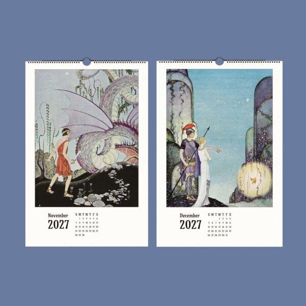 2027 wall calendar featuring vintage fantasy fairy tale illustrations