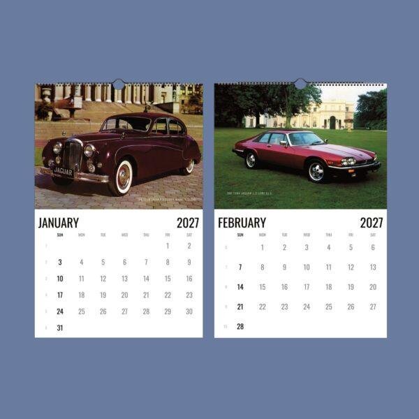 2027 Jaguar classic car wall calendar January February