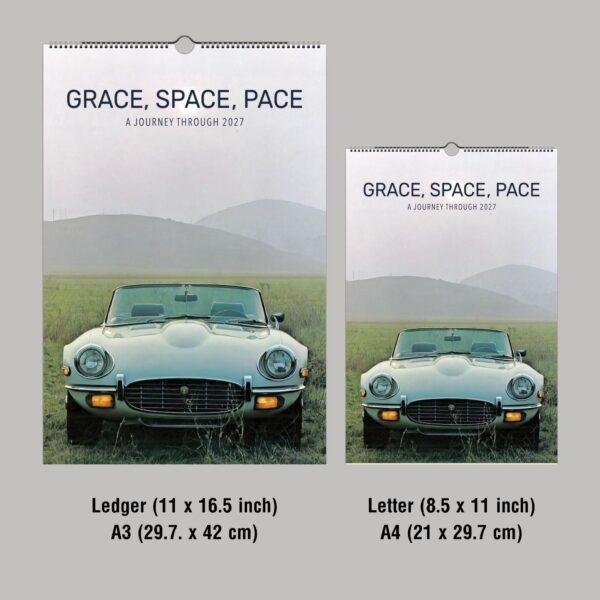 Grace Space Pace 2027 classic car wall calendar two sizes