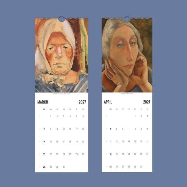 2027 wall calendar featuring classic portrait paintings for March and April