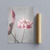 Pink lotus flower art print with cardboard tube