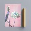 Lotus flower art print with cardboard tube poster roll