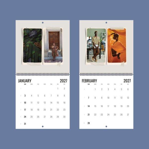 2027 wall calendar showing January and February months