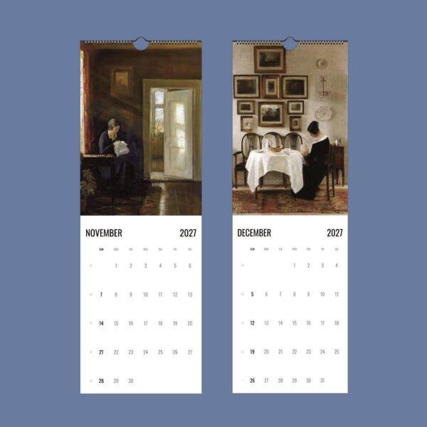 2027 wall calendar featuring classic interior paintings for November December