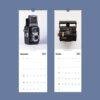 2027 wall calendar featuring vintage Ciro-flex and Polaroid cameras