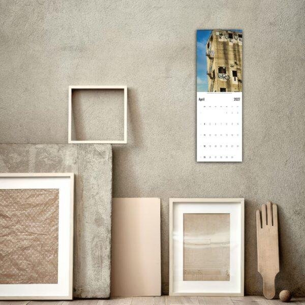 April 2027 wall calendar with urban building photo