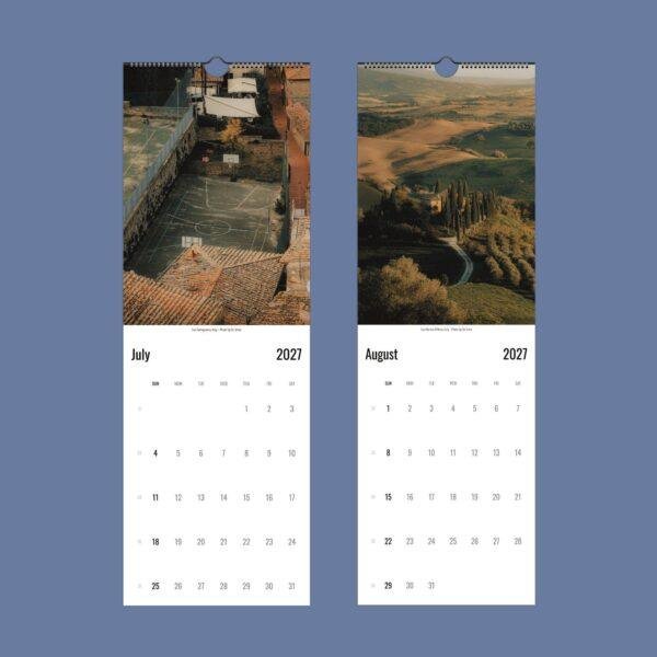 2027 wall calendar featuring Italy photos for July and August