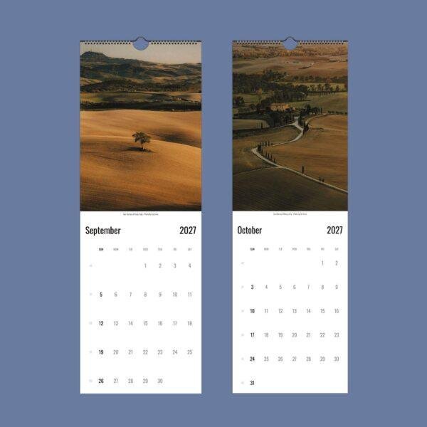 2027 wall calendar September October Tuscany Italy landscape photos