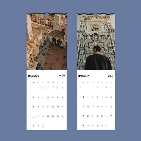 2027 wall calendar featuring Italy travel photos November December