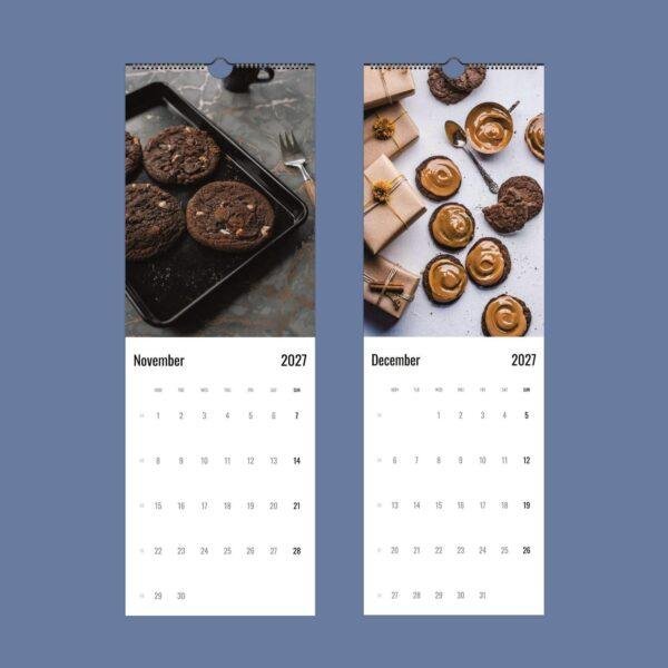 2027 wall calendar November December with cookie photos
