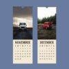 November and December calendar pages featuring Land Rover Defenders