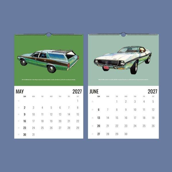 2027 wall calendar featuring classic AMC vintage cars