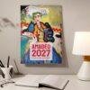 Amadeo 2027 art calendar hanging above a desk