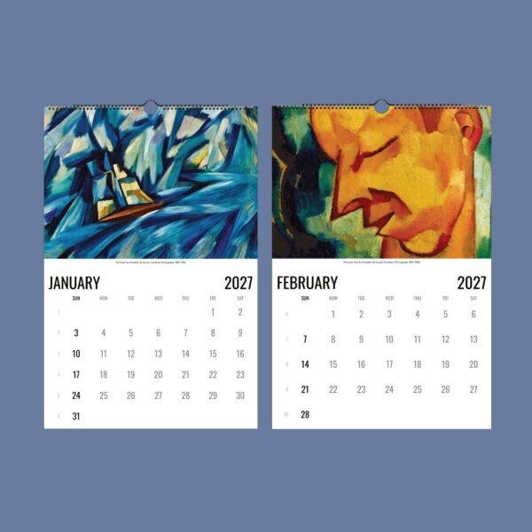 2027 wall calendar featuring modernist artwork for January and February