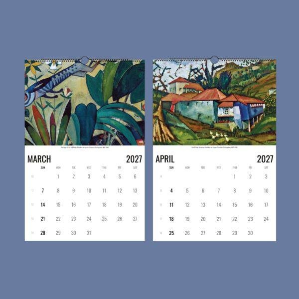 2027 wall calendar featuring March and April with fine art