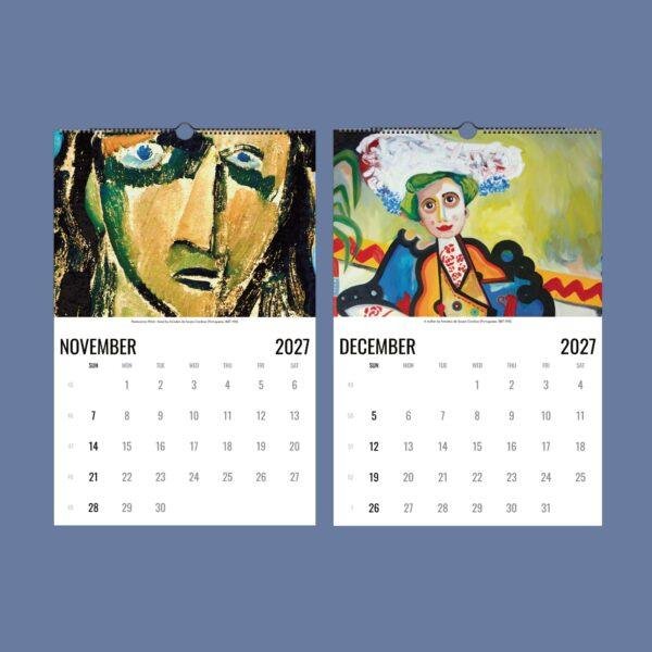 2027 wall calendar featuring November and December with expressionist art