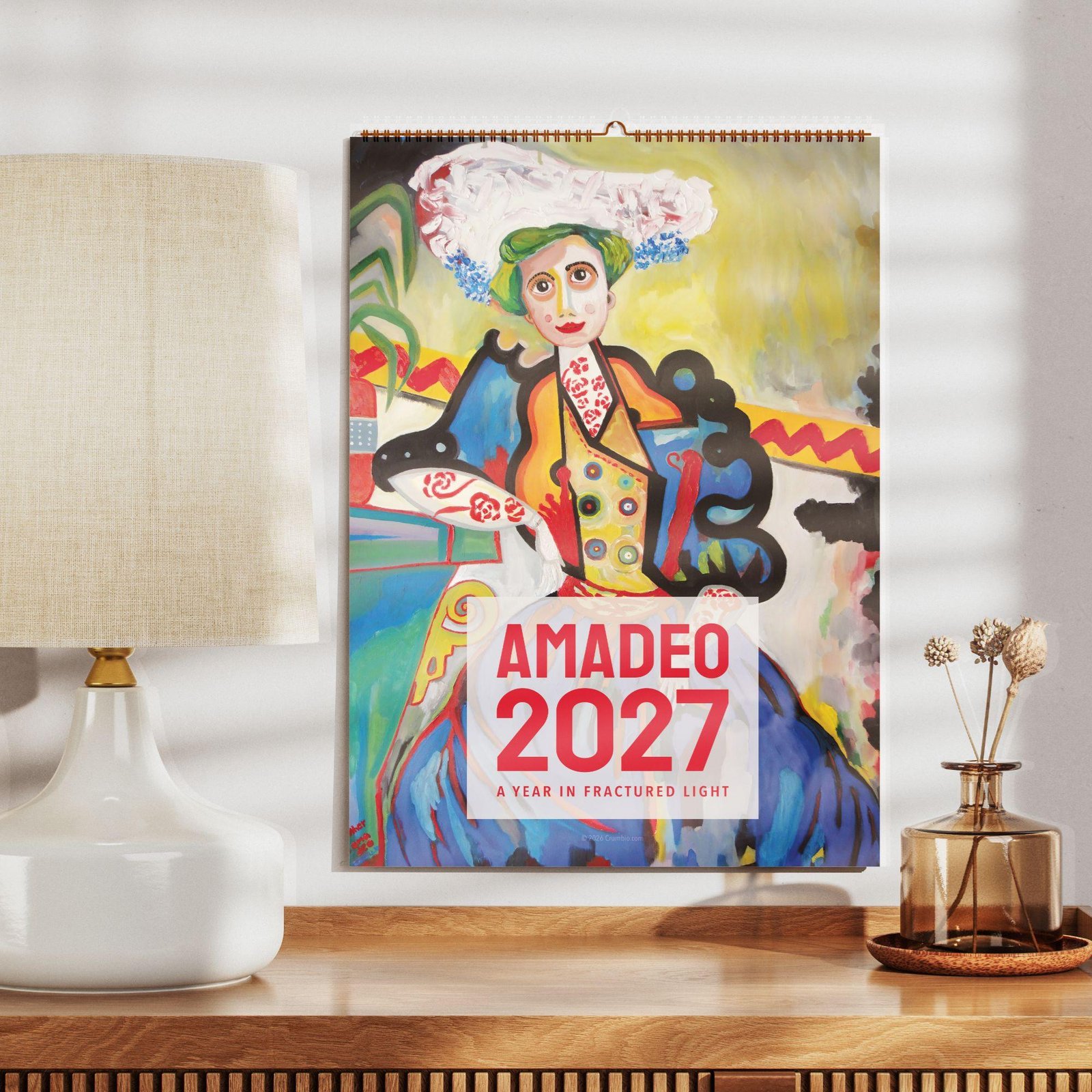 Amadeo 2027 art calendar with colorful figurative painting cover