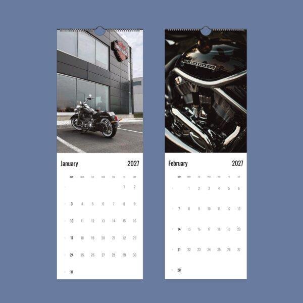 2027 Harley-Davidson wall calendar showing January and February