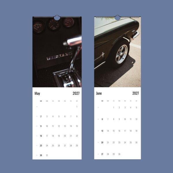 2027 Ford Mustang wall calendar showing May and June