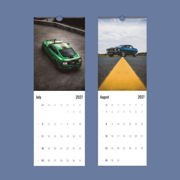 2027 wall calendar featuring classic and modern Mustang cars