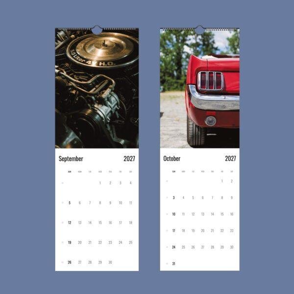 2027 classic car wall calendar showing September and October