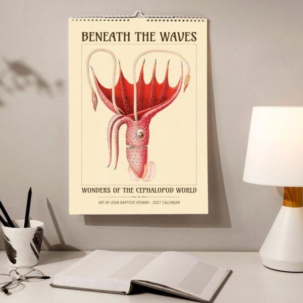 2027 wall calendar featuring vintage cephalopod illustration