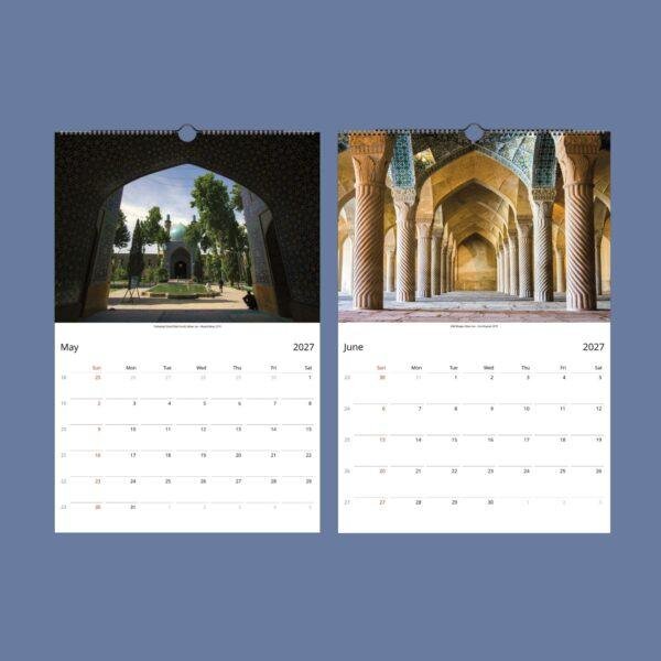 2027 wall calendar featuring Iranian mosque architecture photography