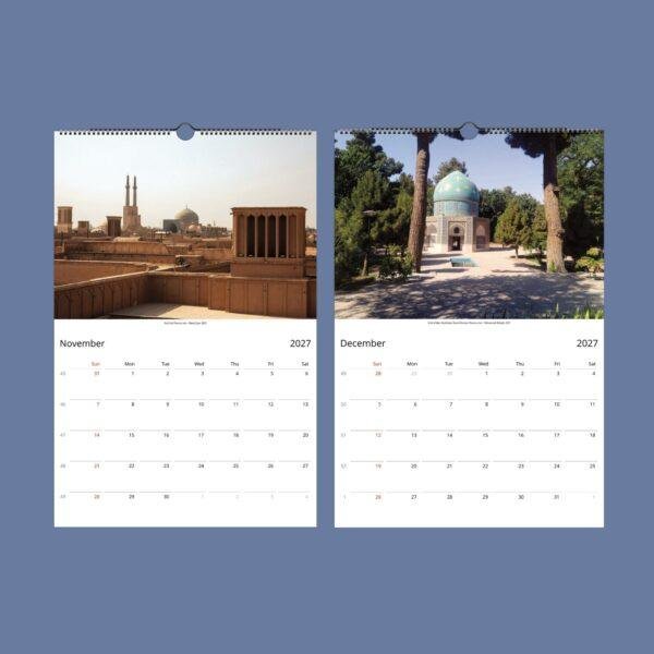 2027 wall calendar featuring Iranian architectural landmarks