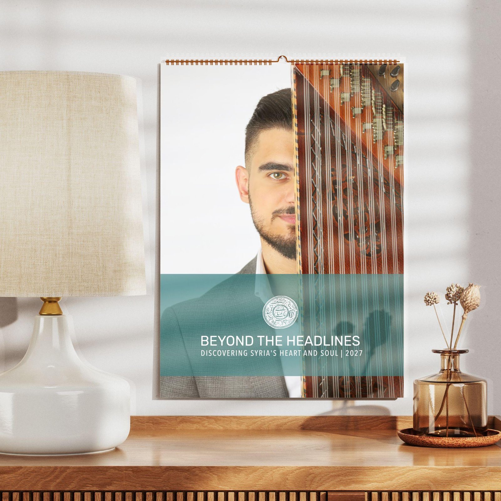 2027 wall calendar featuring Syrian musician with qanun instrument