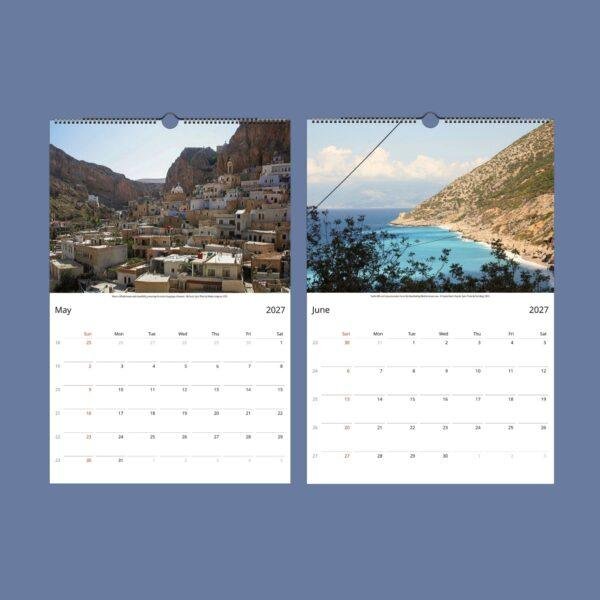 2027 wall calendar showing May and June with scenic Syria photos