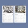 2027 wall calendar January February with vintage winter illustrations