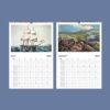 2027 wall calendar showing July and August with vintage artwork
