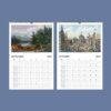 2027 wall calendar showing September and October with vintage artwork