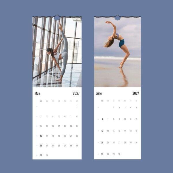 2027 wall calendar featuring yoga and dance poses