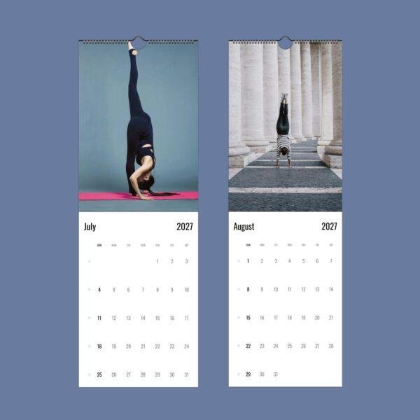 2027 yoga wall calendar showing July and August months