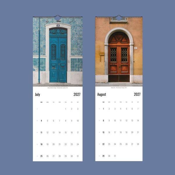 2027 wall calendar featuring European doors for July and August