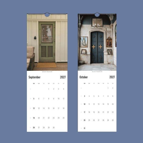 Two 2027 wall calendars featuring doors from around the world