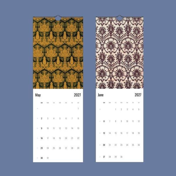 Two decorative 2027 wall calendars showing May and June