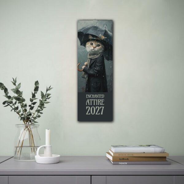 Enchanted Attire 2027 wall calendar featuring dressed cat illustration