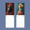 2027 wall calendar featuring dressed chimp and bird artwork